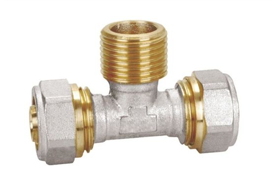 PF5007 Brass Pex -al pex 남성 티 압력 최대 25 바 스레드 ISO228/1 16X1/2
